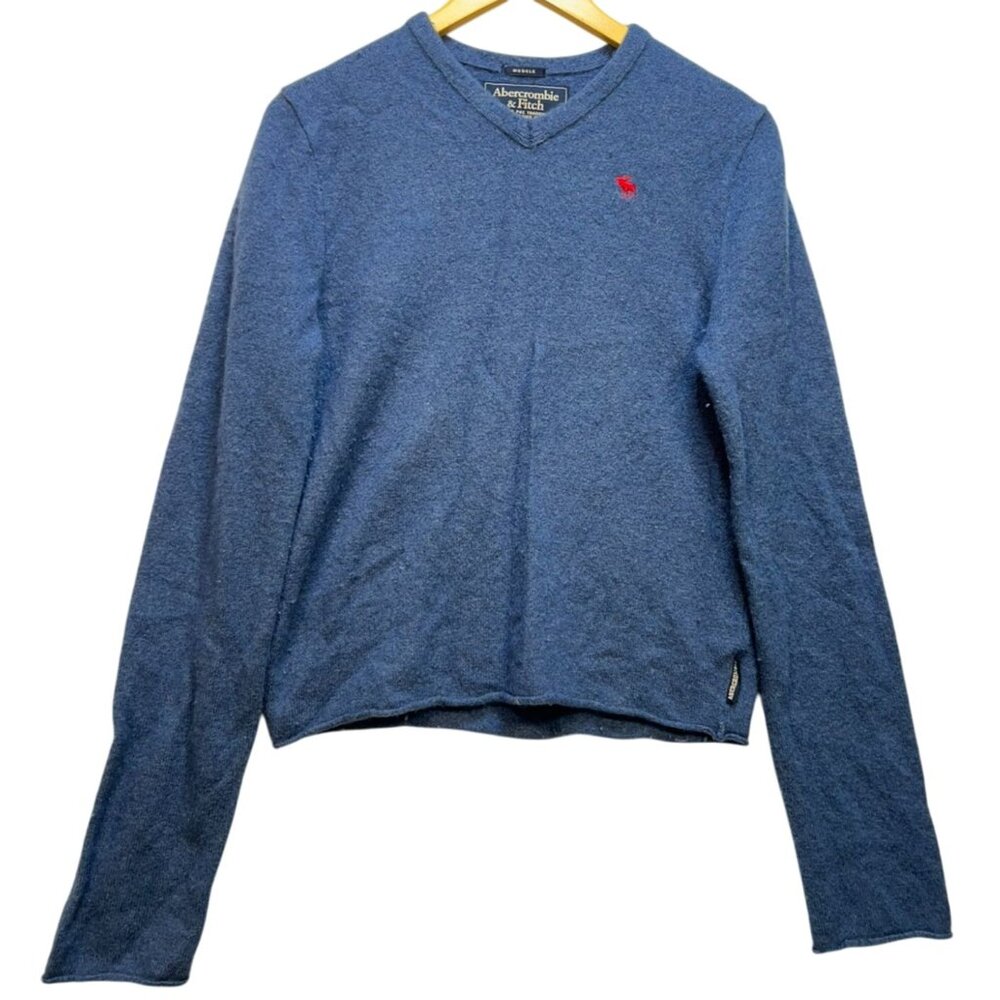 Abercrombie & Fitch Men's Muscle Wool Blend Sweater Size S Blue Stretch